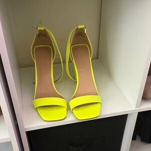 Shoe Dazzle Bright Yellow Strappy Heels